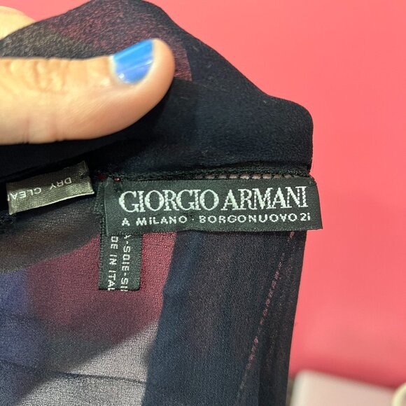 Giorgio Armani Silk Scarf Black - Picture 2 of 5